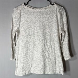 Style & Co. Cream and Light Gray Leopard-Print Long Sleeve Tee